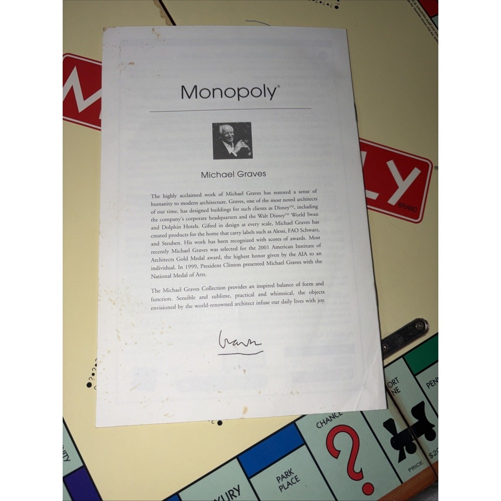 Michael Graves Design Monopoly Wooden Game Box Folds W/Storage Vtg 2002 Read GVC - Picture 10 of 16